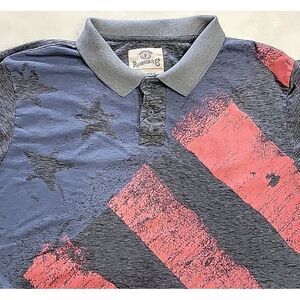 Roebuck & Co Mens short sleeve polo Size XXL 2XL grey red blue collared American
